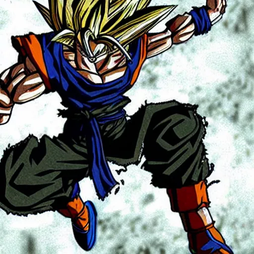 Prompt: goku in dark souls art style