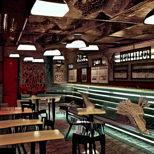 Image similar to Kebab Shop interior design by HR GIGER