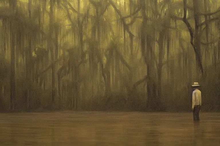 Image similar to scene from louisiana swamps, graveyard, voodoo, artwork by tim eitel