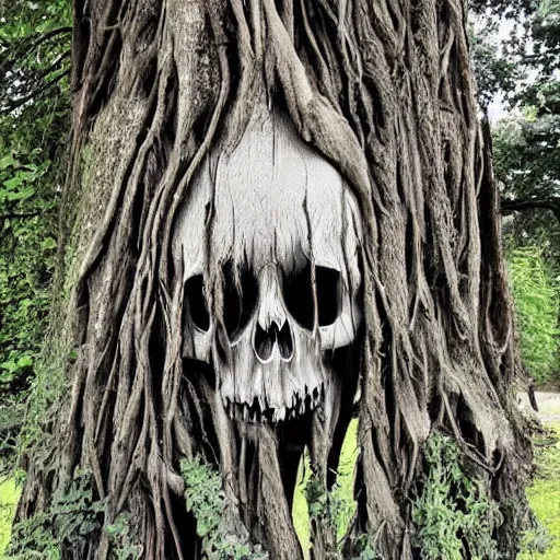 Image similar to a weeping skull tree