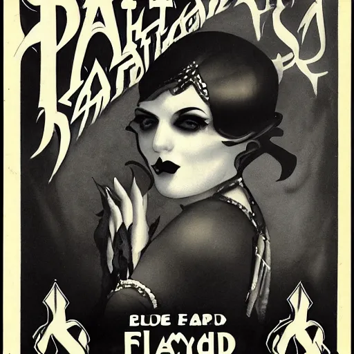 Image similar to Satanic States of America, alternate history, Goth flapper, 1920s, flapper, young woman