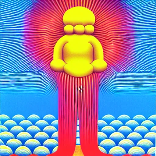 Prompt: explosion by shusei nagaoka, kaws, david rudnick, airbrush on canvas, pastell colours, cell shaded, 8 k