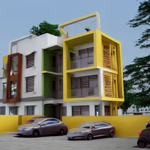 Image similar to a building in the style of nigerian architects