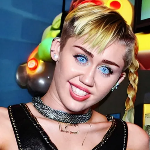 Image similar to Miley Cyrus playing video games