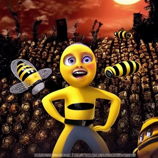 Prompt: bee movie as a horror film