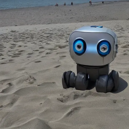 Image similar to lone robot cyborg desolate beach incredible awe inspiring art award winning highly detailed surreal out of this world, vivid