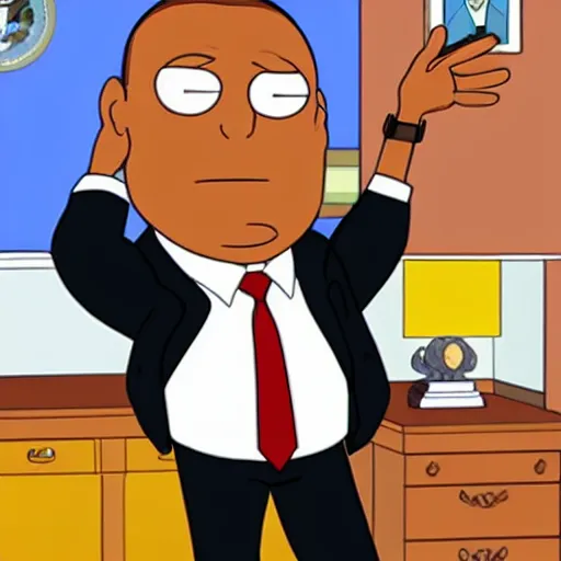 Image similar to Barack Obama in the style of Family Guy, key anime visual, official modern cartoon animation style