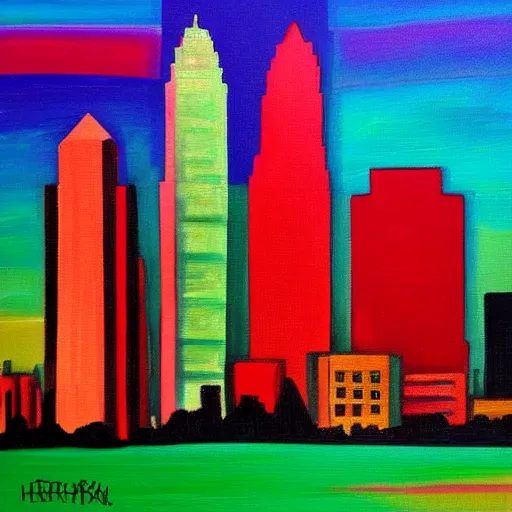 Image similar to colorful painting of atlanta skyline in the style of henri matiss