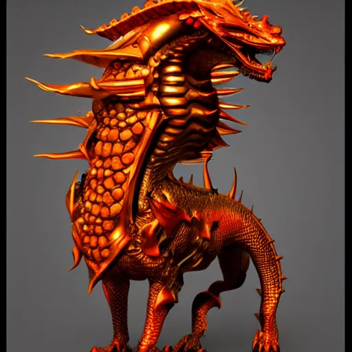 Prompt: a golden dragon with blood red horns breathing black fire, concept art by jason a. engle, featured on zbrush central, photorealism, zbrush, lovecraftian, hard surface modeling