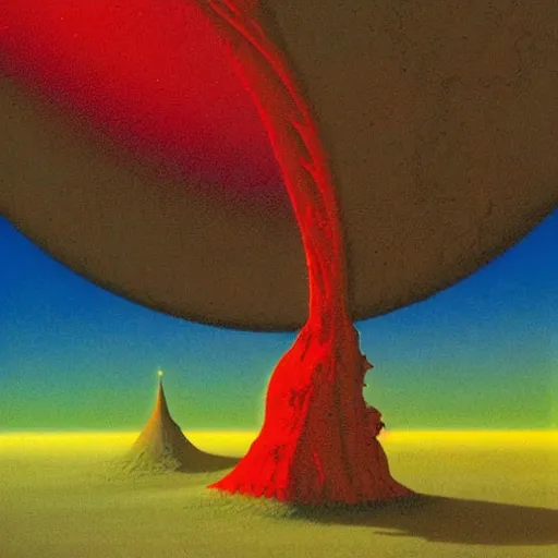 Prompt: Liminal space in outer space by Roger Dean