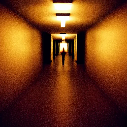 Image similar to a dark and recursive hallway, with a heavenly glow