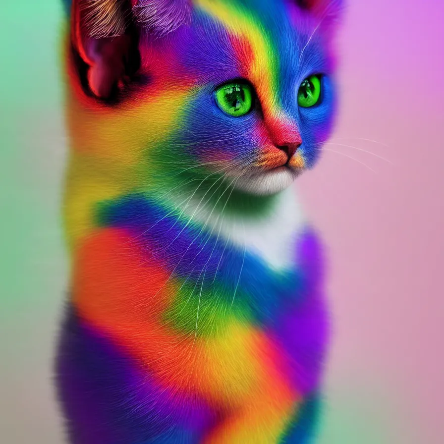 Image similar to a Rainbow kitten, ultra realistic, artstation, sharp focus, 8K