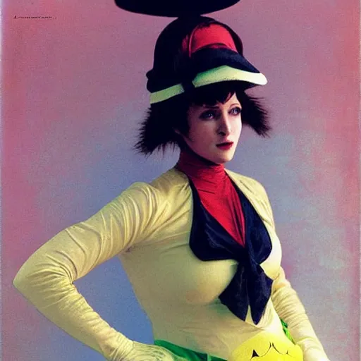 Image similar to elegant woman dressed up as pikachu, art photo by Annie Liebovitz and Alphonse Mucha