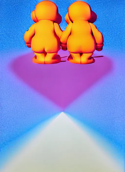 Prompt: two souls by shusei nagaoka, kaws, david rudnick, airbrush on canvas, pastell colours, cell shaded, 8 k