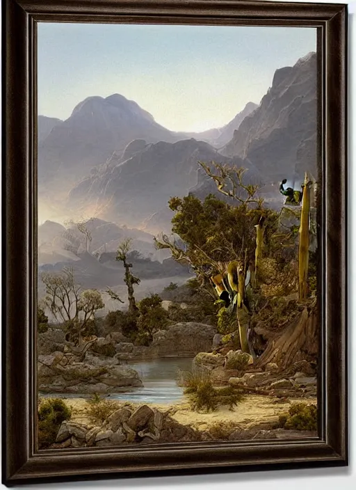 Image similar to a desert oasis, sparse, epic atmosphere, by asher brown durand, by yoshitaka amano