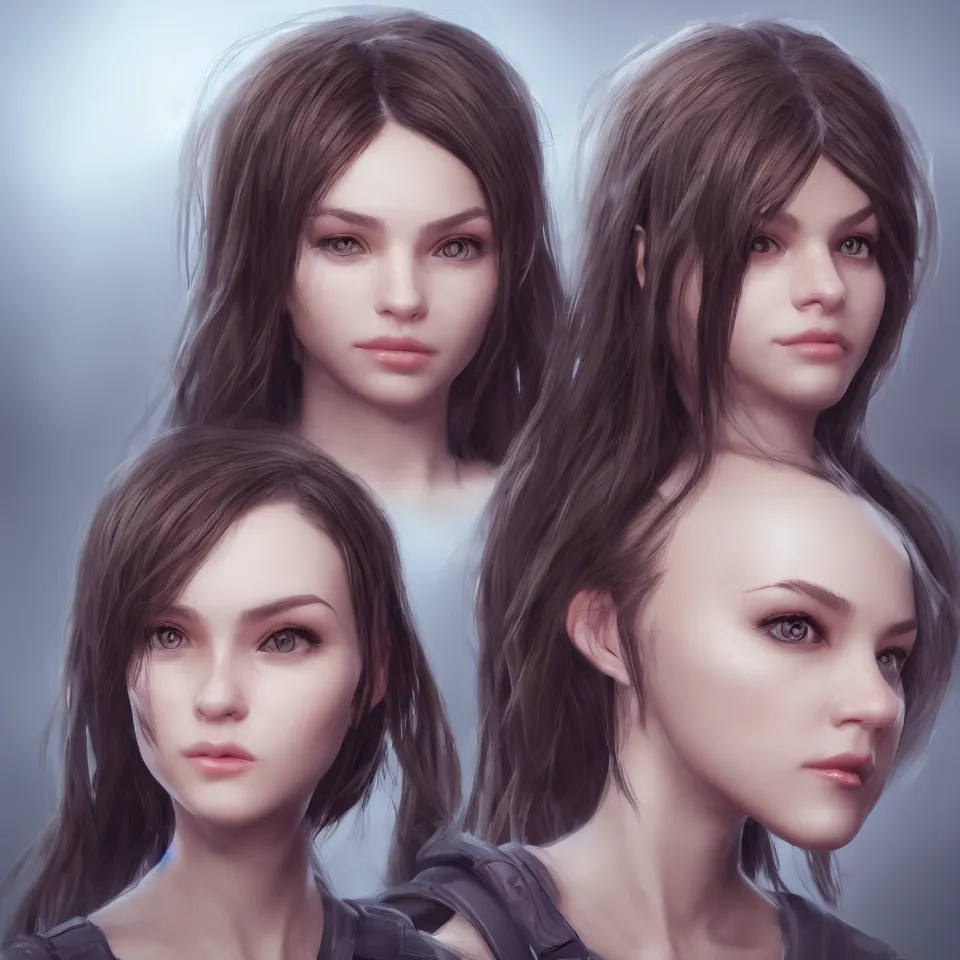 Image similar to cute female portrait, realistic unreal engine, character design, concept art,