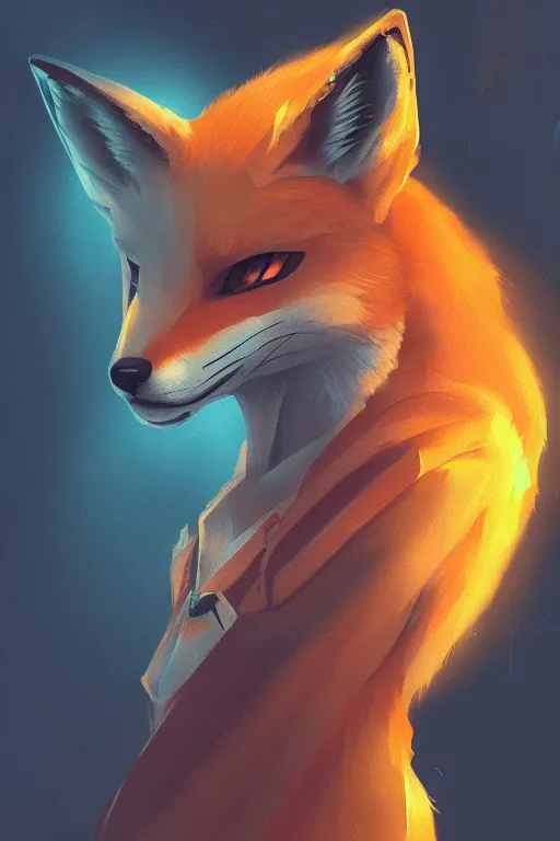 Image similar to a fox fursona, trending on artstation, by kawacy, furry art, digital art, cyberpunk, high quality, backlighting