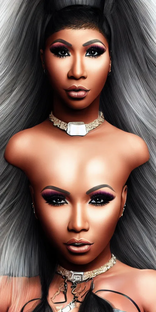 Image similar to a portrait nicki minaj a realistic render full body