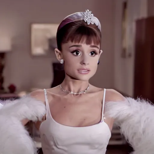 Image similar to still of ariana grande as audrey hepburn in biopic, 8 k