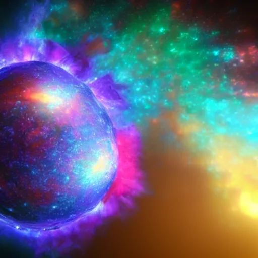 Prompt: ultrarealistic rainbow supernova, intricate details, hyper realistic, 4 k uhd, unreal engine 5, ray tracing, ultrawide shot