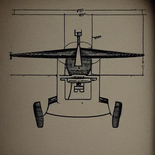 Prompt: detailed technical drawing of a flying machine