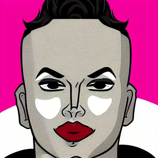 Image similar to handsome male portrait, cartoon network style, big lips, vivid colors