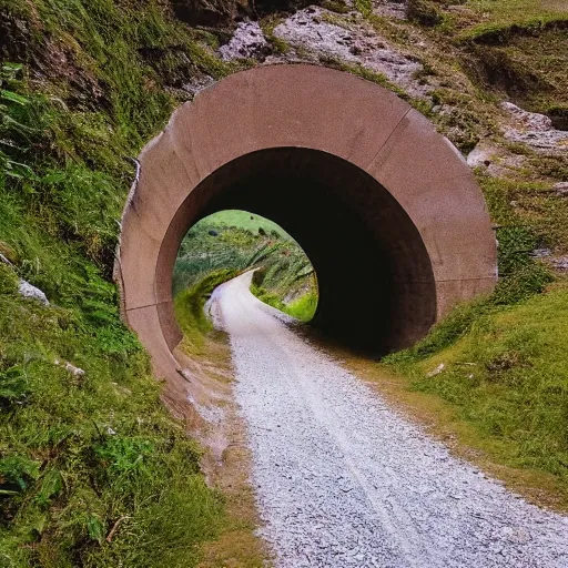 Prompt: a tunnel going through the mountains