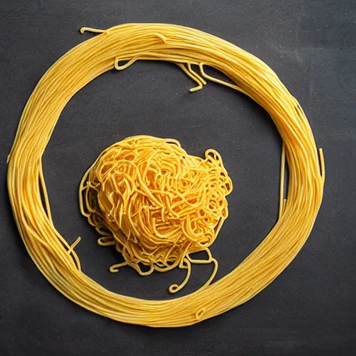 Image similar to a creature completely made of spaghetti