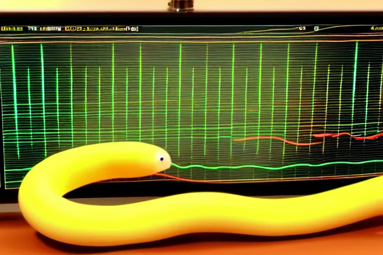 Image similar to an oscilloscope shaking a sound wave, wiggling a weasel, a stoat sinusoid spectacle : the wiggle and the wave - the wiggle is the wave! demonstration of a sine wave ermine.