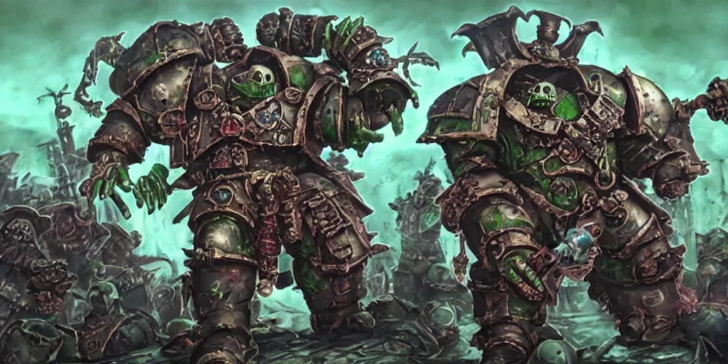 Image similar to plague marine from warhammer 40000 in a dating sim game