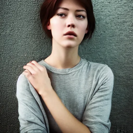 Prompt: a portrait photo of a beautiful young woman who looks like a korean mary elizabeth winstead