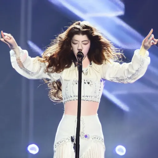 Image similar to lorde performing at the superbowl in 4 k,