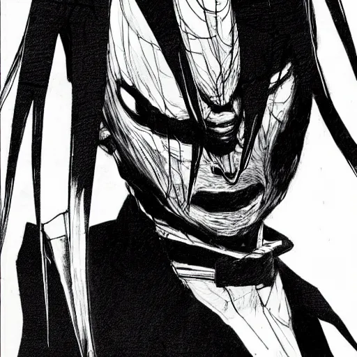 Image similar to Mr Bean looking sinister, by Tsutomu Nihei, highly detailed