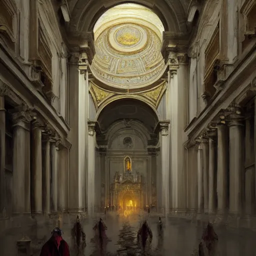 Image similar to Paint the Secrets inside the Vatican,Greg rutkowski, Trending artstation, cinematográfica, digital Art