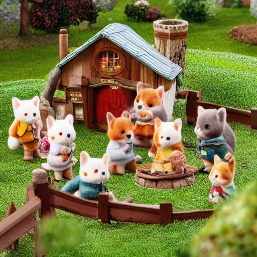 Image similar to lord of the rings calico critters in the shire