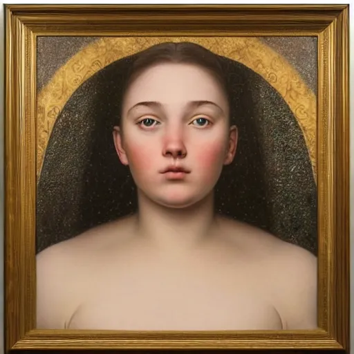 Prompt: portrait of a young girl, plus size, painting by dino valls