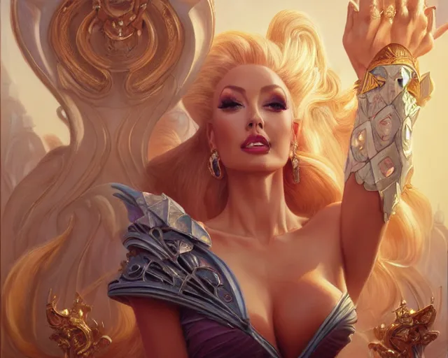 Prompt: isabelledeltore as miss universe, 8 k, deep focus, d & d, fantasy, intricate, elegant, highly detailed, digital painting, artstation, concept art, matte, sharp focus, illustration, hearthstone, art by artgerm and greg rutkowski and alphonse mucha