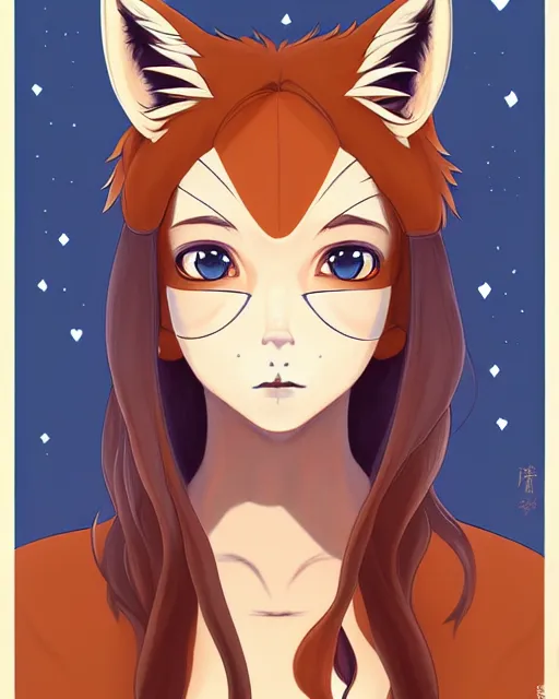 Image similar to fullbody portrait of wild half - fox woman with fox nose and ears, wearing summer jeans shorts and tshirt, anime art, concept art, detailed attractive face with fox nose and fox mouth, symmetrical, trending on pixiv, by lois van baarle by sung choi by john kirby artgerm style pascal blanche and magali villeneuve and hayao miyazaki