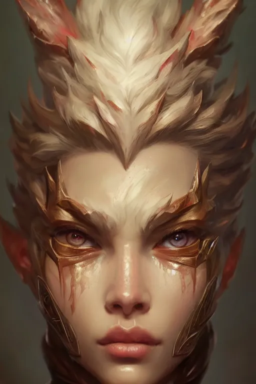 Image similar to league of legends portrait, au naturel, hyper detailed, digital art, trending in artstation, cinematic lighting, studio quality, smooth render, unreal engine 5 rendered, octane rendered, art style by klimt and nixeu and ian sprigger and wlop and krenz cushart.