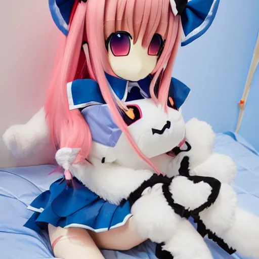 Image similar to cute fumo plush catgirl nekorobo, anime girl