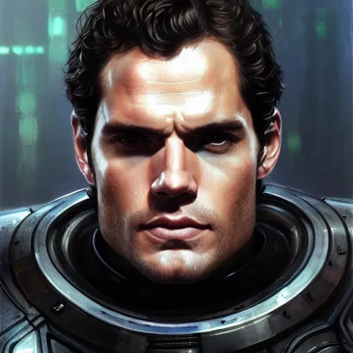 Image similar to henry cavill as a realistic scifi cyberpunk knight, closeup portrait art by donato giancola and greg rutkowski, realistic face, digital art, trending on artstation, skull helmet, symmetry!!!