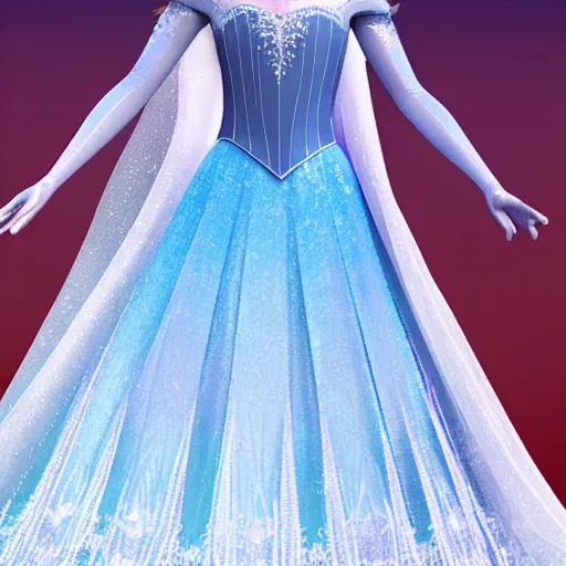 Image similar to minion as Princess Elsa from Frozen Disney, 3d ray tracing, HD, rendered, highly detailed model