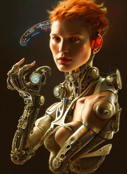 Image similar to cyborg DJ mox on stage , diffuse lighting, fantasy, intricate, elegant, highly detailed, lifelike, photorealistic, digital painting, artstation, illustration, concept art, smooth, sharp focus, art by John Collier and Albert Aublet and Krenz Cushart and Artem Demura and Alphonse Mucha