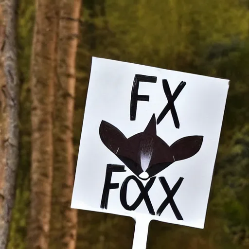 Image similar to a fox holding up a blank sign by tom cross