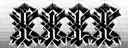 Prompt: black metal band logo, unreadable text, metal font, horizontal