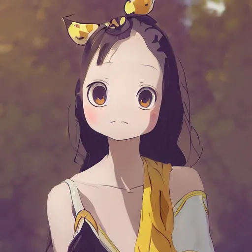 Image similar to a giraffe wearing a dress, illustration concept art anime key visual trending pixiv fanbox by wlop and greg rutkowski and makoto shinkai and studio ghibli and kyoto animation symmetrical facial features