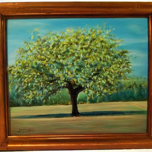 Image similar to a painting of a tree in the stlyle of