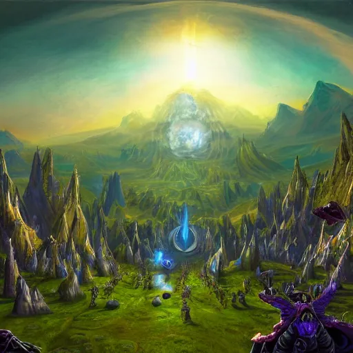 Prompt: an artistic depiction of the whole universe of world of warcraft, very detailed, high resolution, incredible art