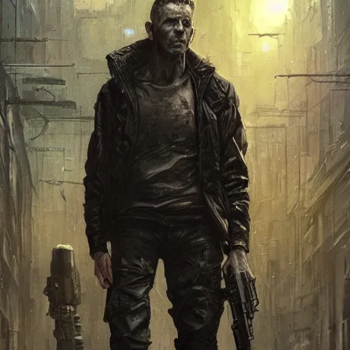 Image similar to armitage, neuromancer, aged shaggy ex military soldier, cyberpunk, painted by seb mckinnon, high detail, dramatic light, digital art, painted by greg rutkowski, promotional movie posterart, trending on artstation