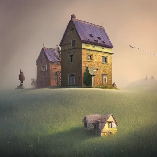 Image similar to an intriguing building in a beautiful landscape by gediminas pranckevicius